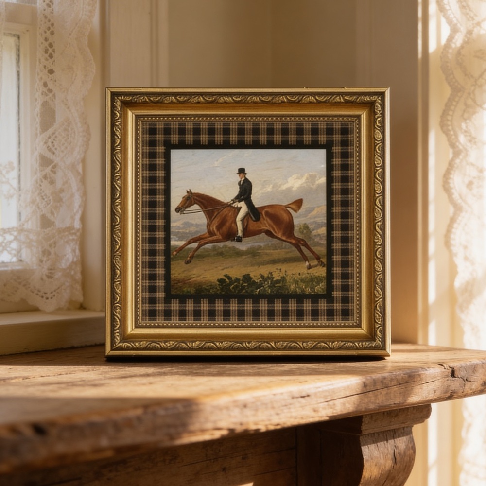 Framed Vintage Style Equestrian Art